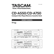 Tascam CD-A550 manual cover