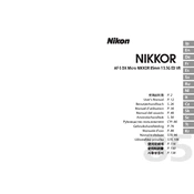 Nikon AF-S DX Micro Nikkor 85mm f/3.5G ED VR manual cover