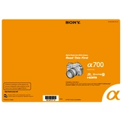 Sony DSLR-A700 manual cover