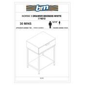 Norsk B&M 1 Drawer Bedside White 374212 manual cover