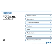 Onkyo TX SR494 manual cover