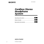 Sony MDR-IF540RK manual cover