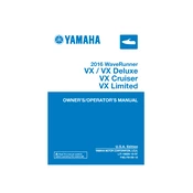 Yamaha VX, VX Deluxe, VX Cruiser, VX Limited Waverunner 2016 manual cover