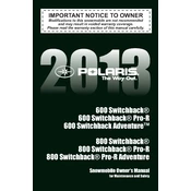 Polaris 600 Switchback 2013 manual cover