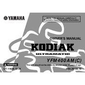 Yamaha YFM400AM C Kodiak Ultramatic 2000 manual cover