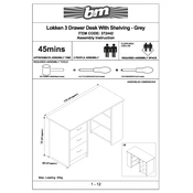 Lokken B&M 3 Drawer Desk with Shelving Grey 372442 manual cover