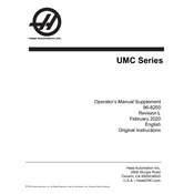 Haas UMC Series Mill Supplement manual cover