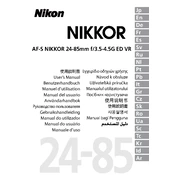 Nikon AF-S Nikkor 24-85mm f/3.5-4.5G ED VR manual cover