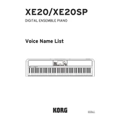 KORG XE20 manual cover