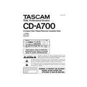 Tascam CD-A700 manual cover