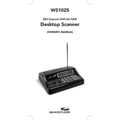 Whistler WS1025 200 Channel VHF Air UHF Desktop Scanner manual cover