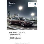 BMW 740i Sedan 7 Series 2013 manual cover