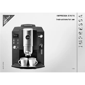 Jura Impressa E70 E75 Coffee Machine manual cover