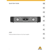 Behringer A800 manual cover