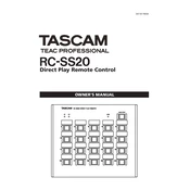 Tascam RC-SS20 manual cover