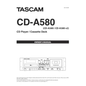 Tascam CD-A580 manual cover