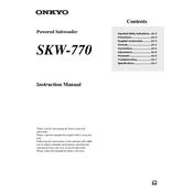 Onkyo SKW 770 manual cover