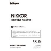 Nikon NIKKOR Z 28-75mm f/2.8 manual cover