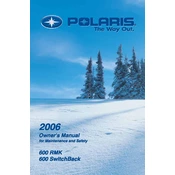 Polaris 600 RMK, 600 Switchback manual cover