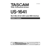 Tascam US-1641 manual cover