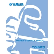 Yamaha YZ450FS 2004 manual cover