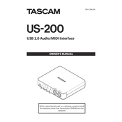 Tascam US-200 manual cover