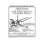 John Deere One Horse High Lift Mowers manual cover