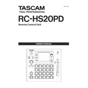 Tascam RC-HS20PD manual cover