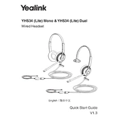 Yealink YHS34 Lite Mono, YHS34 Lite Dual manual cover