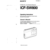 Sony ICF-SW800 manual cover