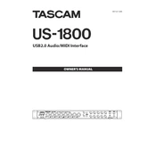 Tascam US-1800 manual cover