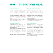 KORG Pa700 ORIENTAL manual cover