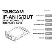 Tascam IF-AN16/OUT manual cover