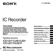 Sony ICD-UX71 manual cover