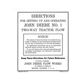 John Deere No.1 Two-Way Tractor Plow manual cover