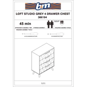 Loft Studio B&M Grey 4 Drawer Chest 366194 manual cover