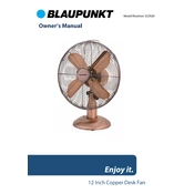 Blaupunkt B&M 12 Inch Copper Desk Fan 332926 manual cover