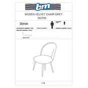 Moden B&M Velvet Chair Gray 352785 manual cover