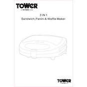 Tower B&M 3in1 Sandwich Panini and Waffle Maker 350629 manual cover