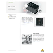 Behringer PSU11 SAA manual cover