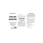 Whistler XTR105 Laser Radar Detector manual cover