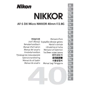 Nikon AF-S DX Micro Nikkor 40mm f/2.8G manual cover