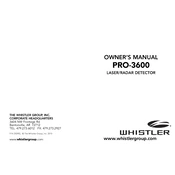 Whistler PRO3600 Laser Radar Detector manual cover