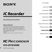 Sony ICD-UX70 manual cover