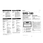 Sony SRS 180 manual cover