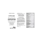 Whistler XTR420 Laser Radar Detector manual cover
