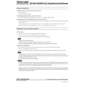 Tascam DV-RA1000HD manual cover