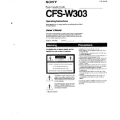 Sony CFS-W303 manual cover