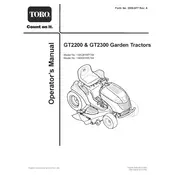 Toro GT2200 14AQ81RP744 Tractor manual cover