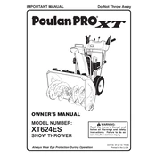 Poulan Pro XT624ES Snow Thrower manual cover